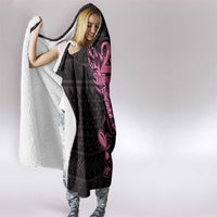 New Zealand Rugby Warrior Custom Hooded Blanket Pink Fern Taniko Motif