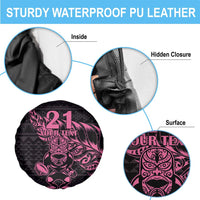 New Zealand Rugby Warrior Custom Spare Tire Cover Pink Fern Taniko Motif