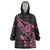 New Zealand Rugby Warrior Custom Wearable Blanket Hoodie Pink Fern Taniko Motif