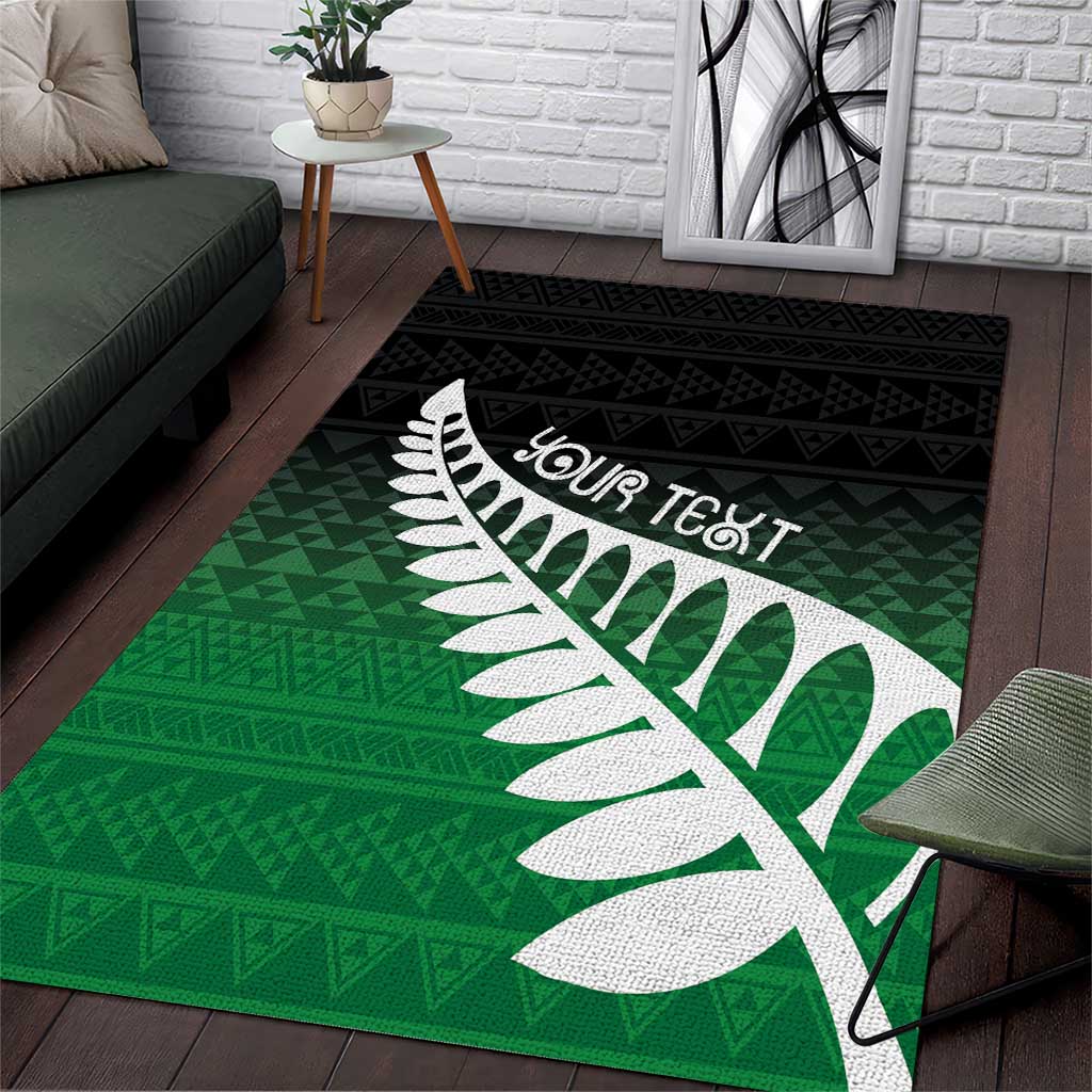 Green Silver Fern Spirit Taniko Tukutuku Personalised Area Rug LT9 Green - Polynesian Pride