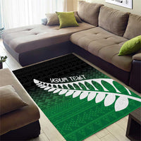Green Silver Fern Spirit Taniko Tukutuku Personalised Area Rug LT9 - Polynesian Pride