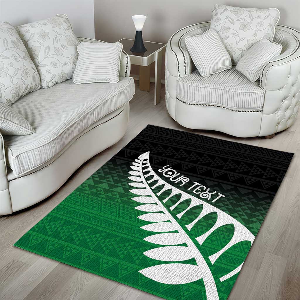 Green Silver Fern Spirit Taniko Tukutuku Personalised Area Rug LT9 - Polynesian Pride