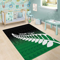 Green Silver Fern Spirit Taniko Tukutuku Personalised Area Rug LT9 - Polynesian Pride