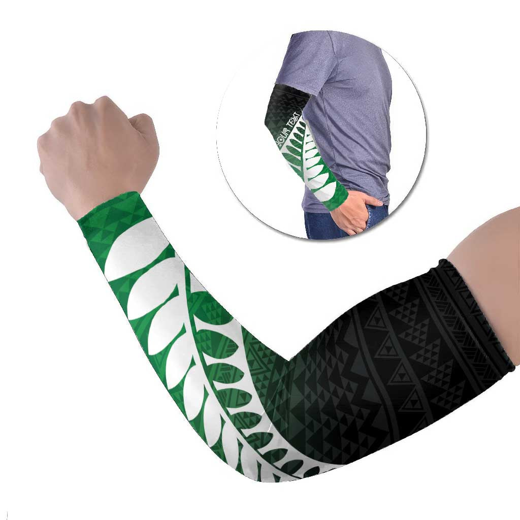 Green Silver Fern Spirit Taniko Tukutuku Personalised Arm Sleeves - Polynesian Pride