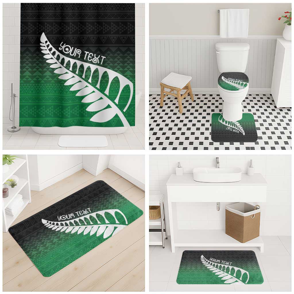 Green Silver Fern Spirit Taniko Tukutuku Personalised Bathroom Set - Polynesian Pride