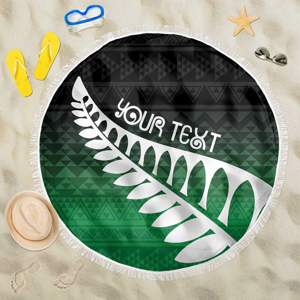 Green Silver Fern Spirit Taniko Tukutuku Personalised Beach Blanket LT9 One Size 150cm Green - Polynesian Pride