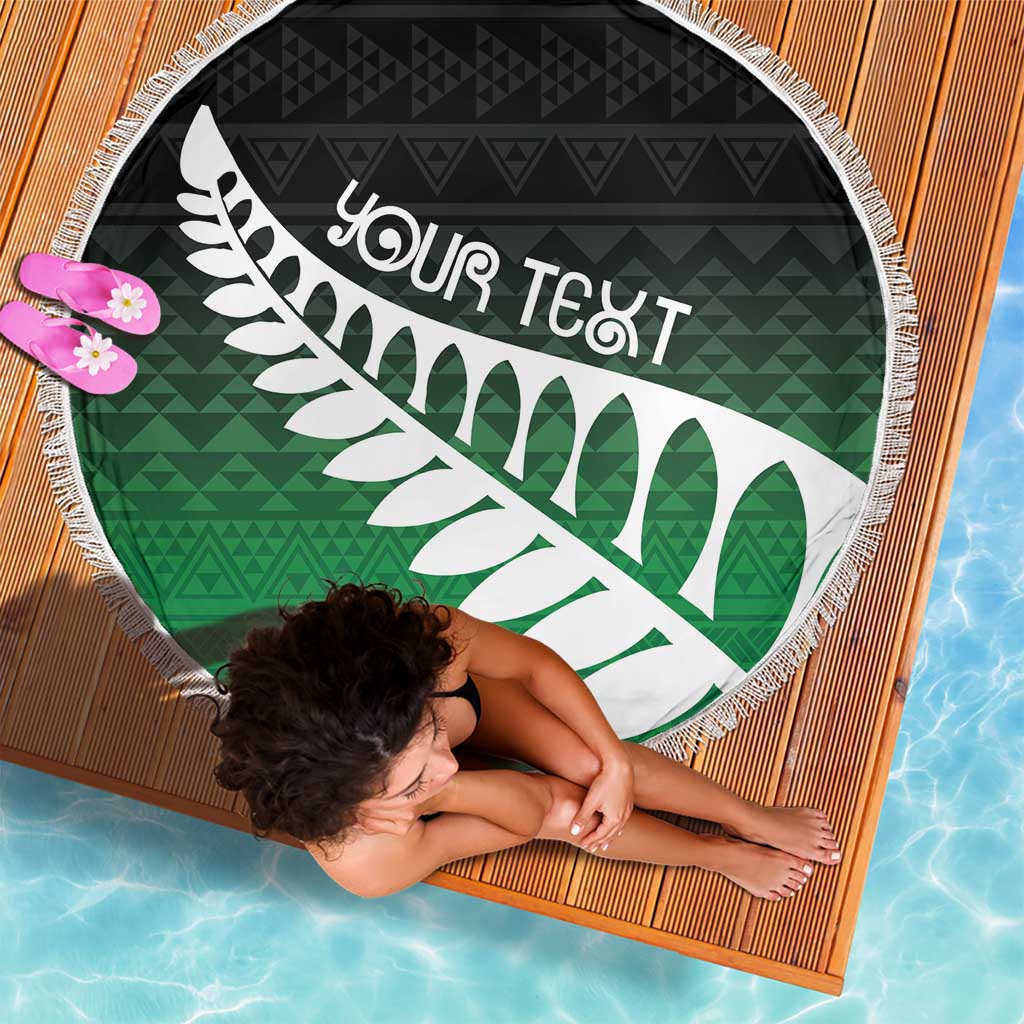 Green Silver Fern Spirit Taniko Tukutuku Personalised Beach Blanket LT9 - Polynesian Pride