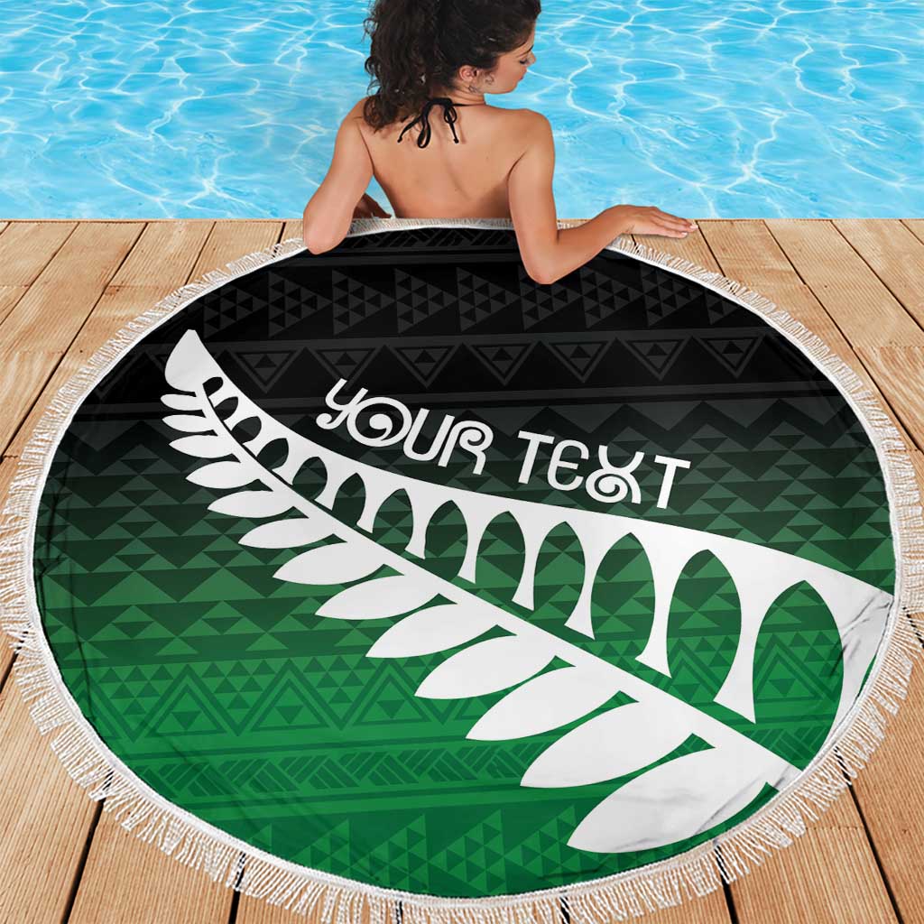 Green Silver Fern Spirit Taniko Tukutuku Personalised Beach Blanket LT9 - Polynesian Pride