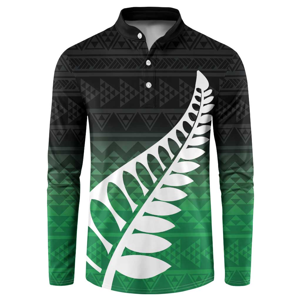 Green Silver Fern Spirit Taniko Tukutuku Personalised Button Sweatshirt LT9 Green - Polynesian Pride