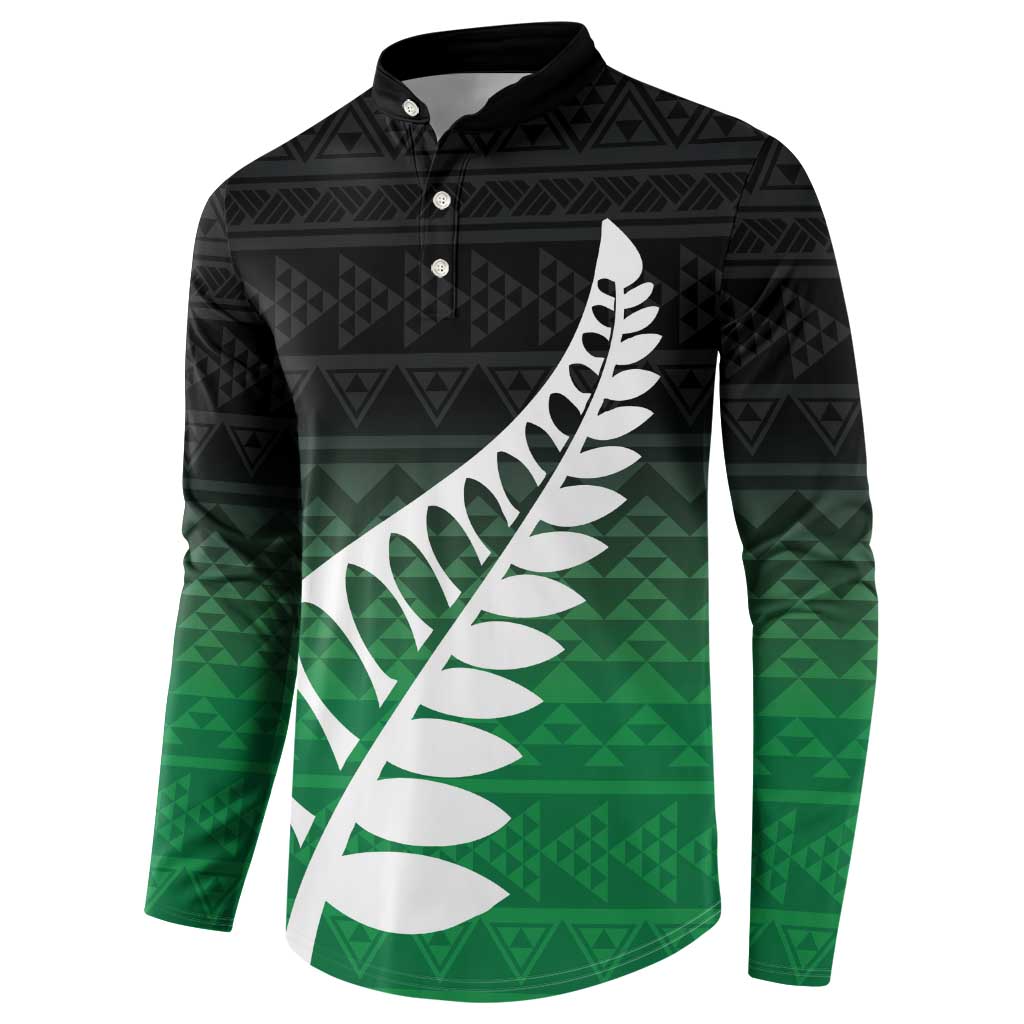 Green Silver Fern Spirit Taniko Tukutuku Personalised Button Sweatshirt