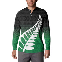 Green Silver Fern Spirit Taniko Tukutuku Personalised Button Sweatshirt