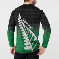 Green Silver Fern Spirit Taniko Tukutuku Personalised Button Sweatshirt