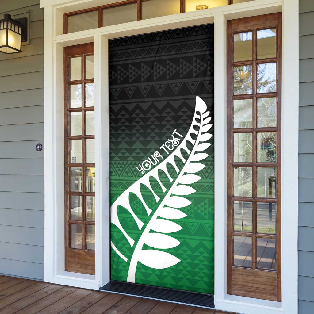 Green Silver Fern Spirit Taniko Tukutuku Personalised Door Cover - Polynesian Pride