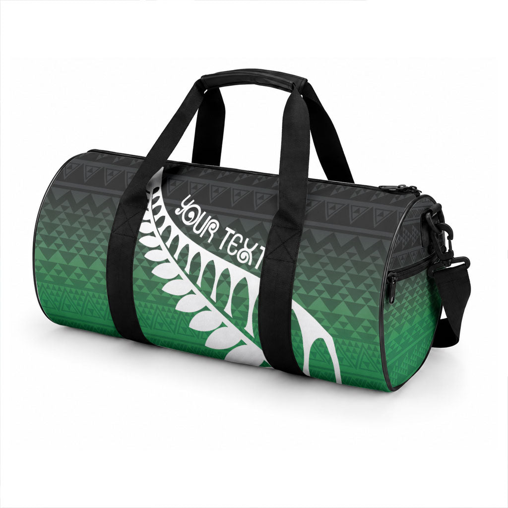 Green Silver Fern Spirit Taniko Tukutuku Personalised Duffle Bag LT9 - Polynesian Pride