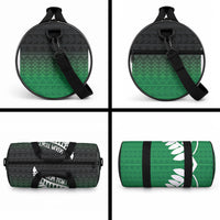 Green Silver Fern Spirit Taniko Tukutuku Personalised Duffle Bag LT9 - Polynesian Pride