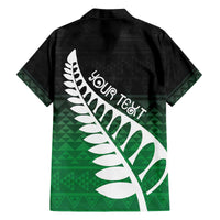 Green Silver Fern Spirit Taniko Tukutuku Personalised Family Matching Off The Shoulder Long Sleeve Dress and Hawaiian Shirt LT9 - Polynesian Pride