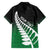Green Silver Fern Spirit Taniko Tukutuku Personalised Family Matching Off Shoulder Maxi Dress and Hawaiian Shirt