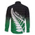 Green Silver Fern Spirit Taniko Tukutuku Personalised Family Matching Off Shoulder Maxi Dress and Hawaiian Shirt