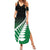 Green Silver Fern Spirit Taniko Tukutuku Personalised Family Matching Summer Maxi Dress and Hawaiian Shirt