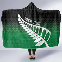Green Silver Fern Spirit Taniko Tukutuku Personalised Hooded Blanket LT9 One Size Green - Polynesian Pride
