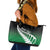 Green Silver Fern Spirit Taniko Tukutuku Personalised Leather Tote Bag