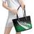 Green Silver Fern Spirit Taniko Tukutuku Personalised Leather Tote Bag