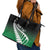 Green Silver Fern Spirit Taniko Tukutuku Personalised Leather Tote Bag