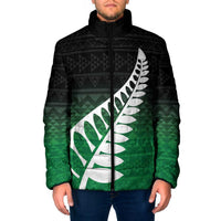 Green Silver Fern Spirit Taniko Tukutuku Personalised Padded Jacket - Polynesian Pride