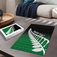 Green Silver Fern Spirit Taniko Tukutuku Personalised Puzzle - Polynesian Pride