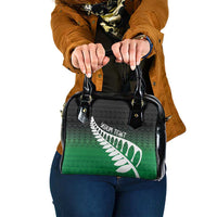 Green Silver Fern Spirit Taniko Tukutuku Personalised Shoulder Handbag