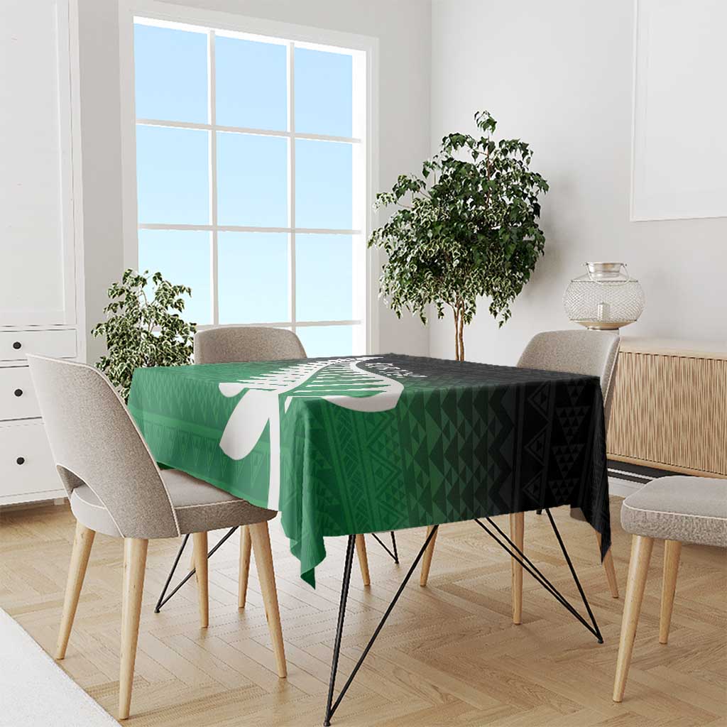 Green Silver Fern Spirit Taniko Tukutuku Personalised Tablecloth