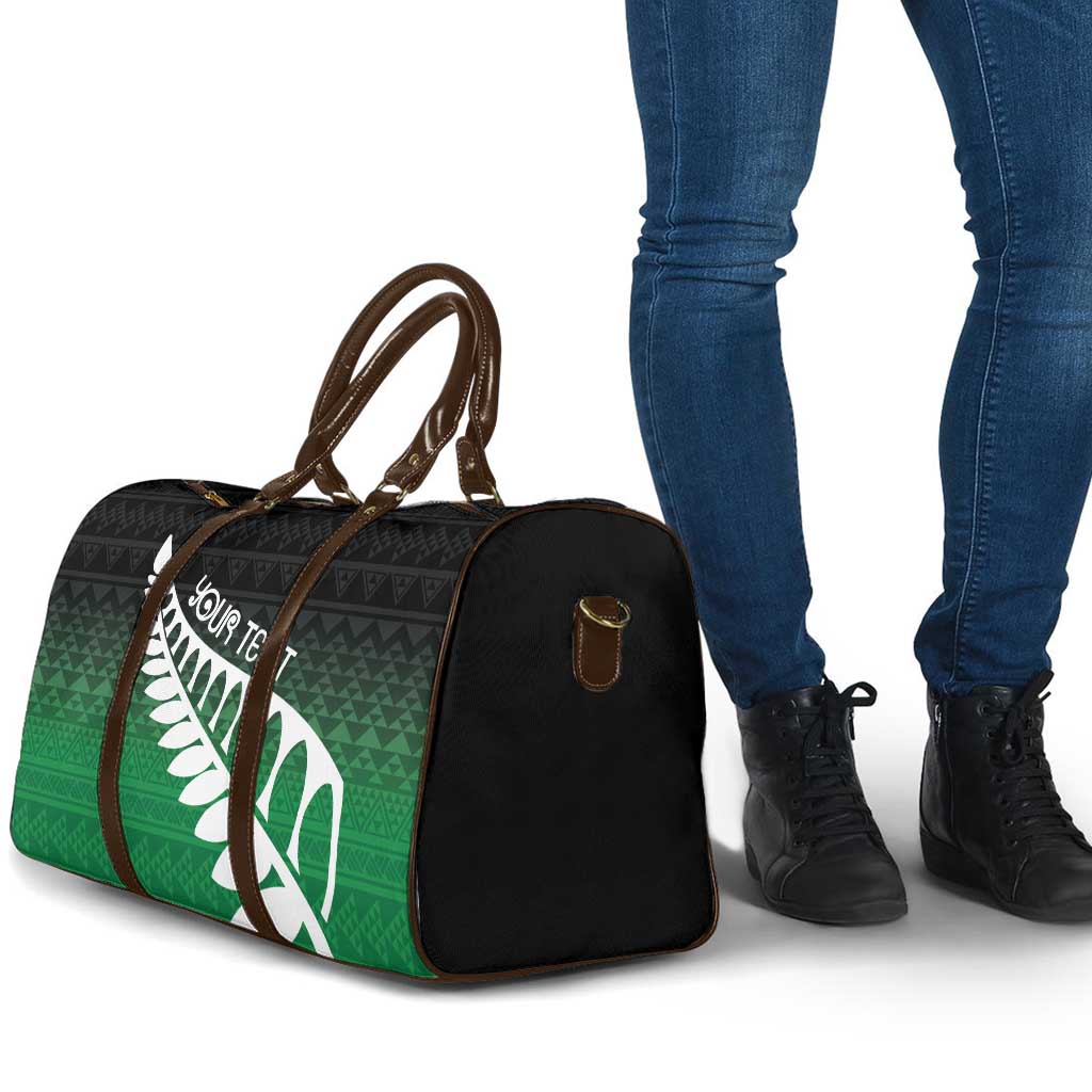 Green Silver Fern Spirit Taniko Tukutuku Personalised Travel Bag - Polynesian Pride
