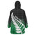 Green Silver Fern Spirit Taniko Tukutuku Personalised Wearable Blanket Hoodie