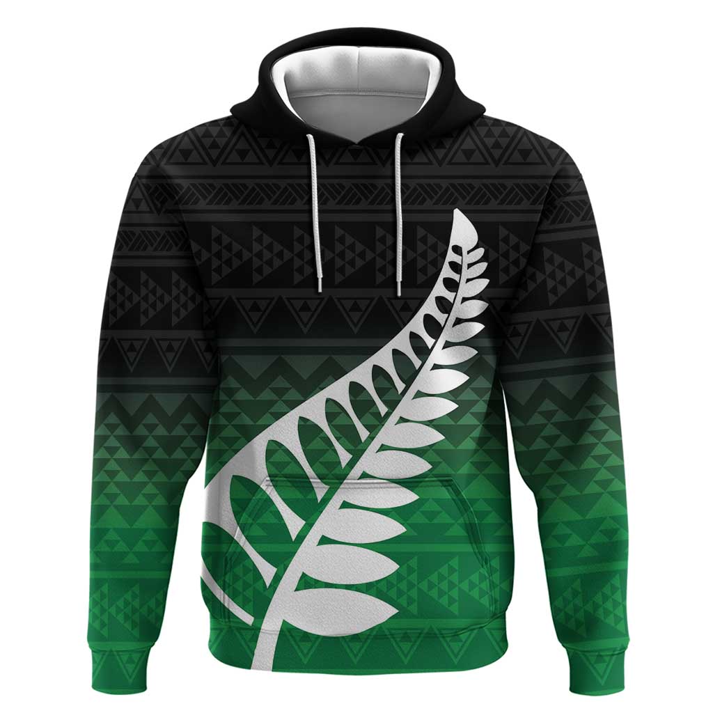 Green Silver Fern Spirit Taniko Tukutuku Personalised Zip Hoodie