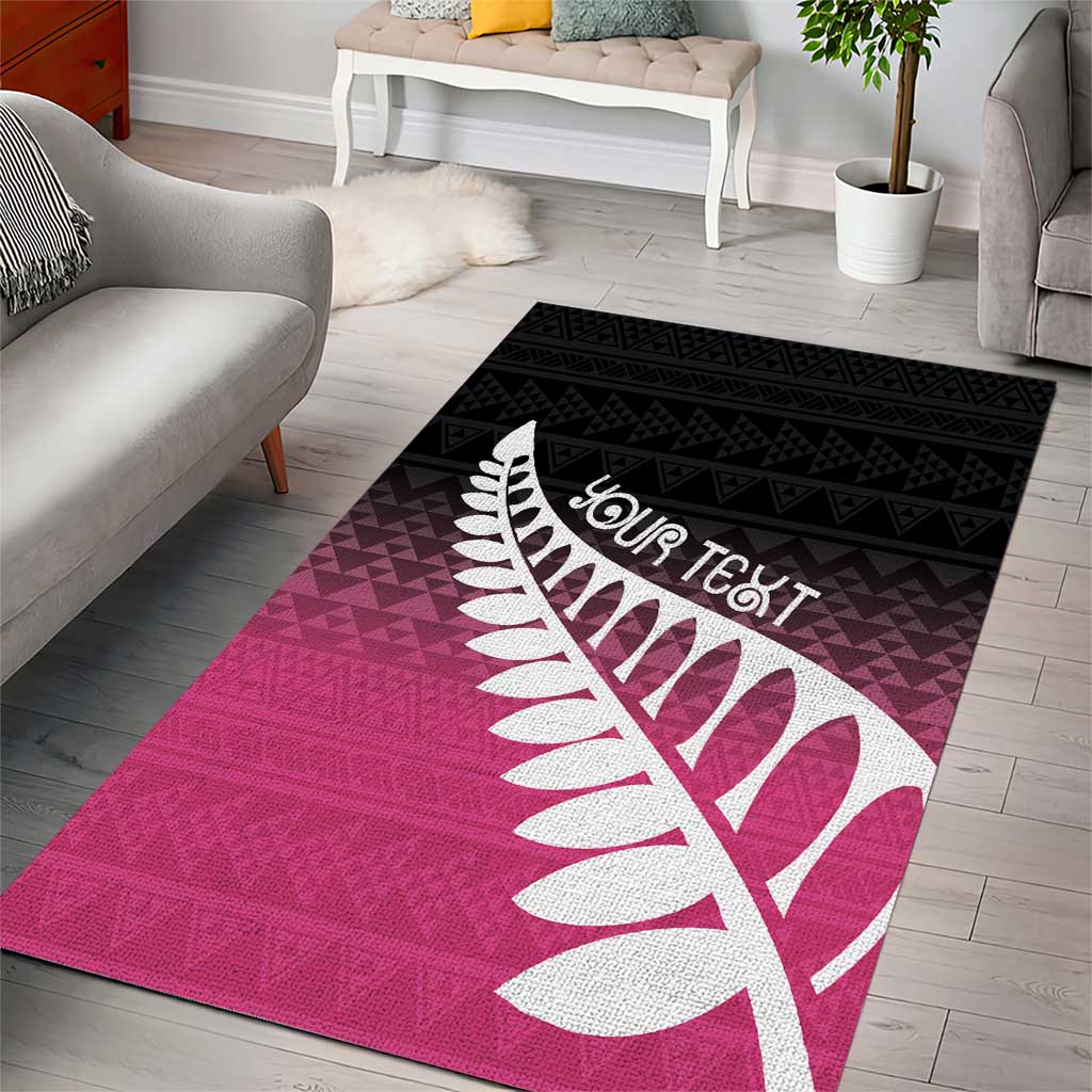 Pink Silver Fern Spirit Taniko Tukutuku Personalised Area Rug LT9 - Polynesian Pride
