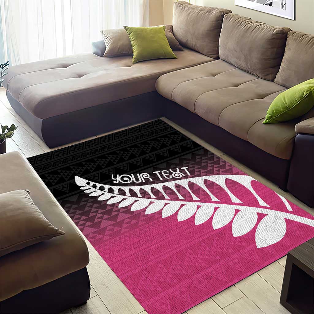 Pink Silver Fern Spirit Taniko Tukutuku Personalised Area Rug LT9 - Polynesian Pride