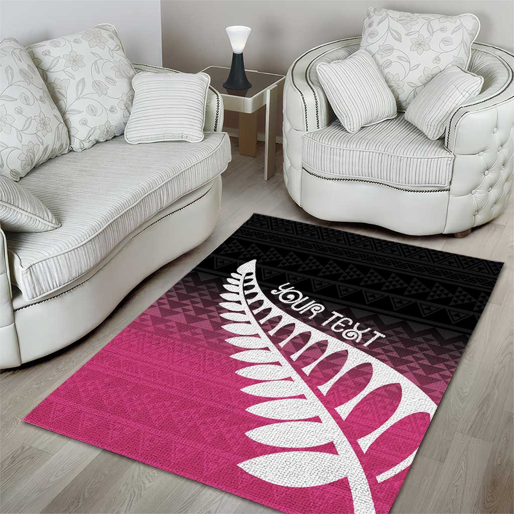 Pink Silver Fern Spirit Taniko Tukutuku Personalised Area Rug LT9 - Polynesian Pride