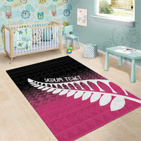 Pink Silver Fern Spirit Taniko Tukutuku Personalised Area Rug LT9 - Polynesian Pride
