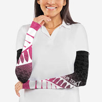 Pink Silver Fern Spirit Taniko Tukutuku Personalised Arm Sleeves LT9 - Polynesian Pride