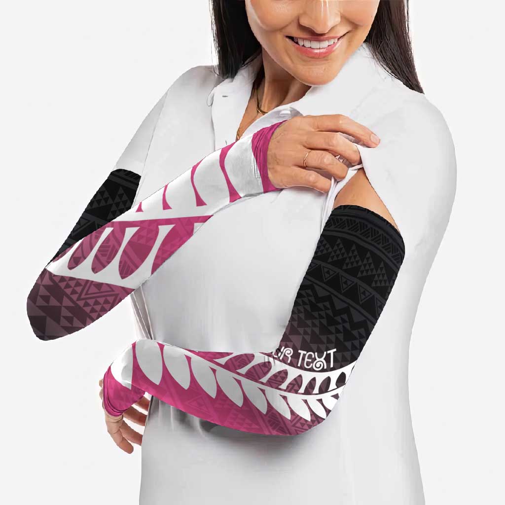 Pink Silver Fern Spirit Taniko Tukutuku Personalised Arm Sleeves LT9 - Polynesian Pride
