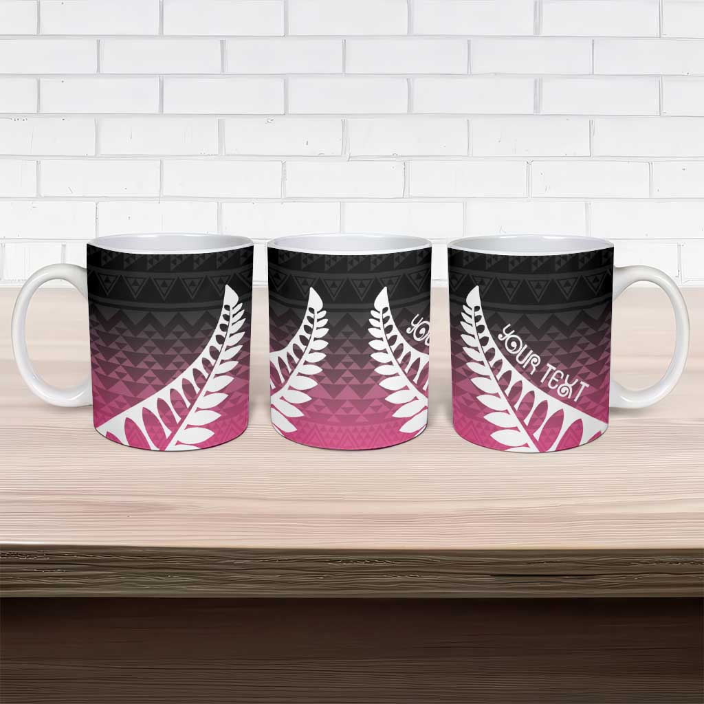 Pink Silver Fern Spirit Taniko Tukutuku Personalised Ceramic Mug LT9 - Polynesian Pride