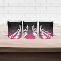 Pink Silver Fern Spirit Taniko Tukutuku Personalised Ceramic Mug LT9 - Polynesian Pride