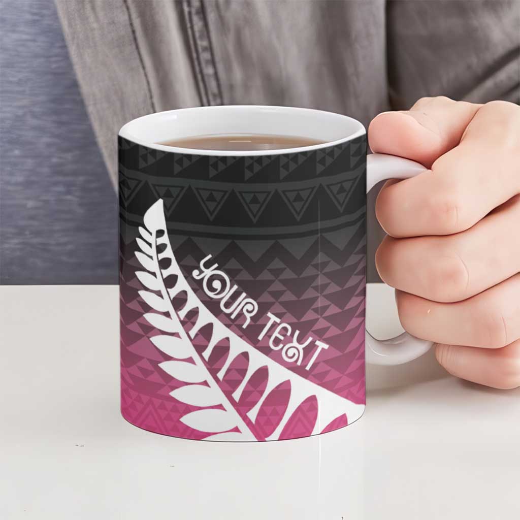 Pink Silver Fern Spirit Taniko Tukutuku Personalised Ceramic Mug LT9 - Polynesian Pride