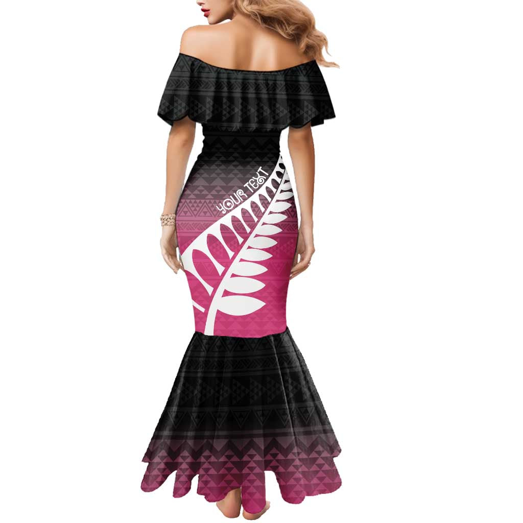 Pink Silver Fern Spirit Taniko Tukutuku Personalised Family Matching Mermaid Dress and Hawaiian Shirt LT9 - Polynesian Pride