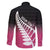 Pink Silver Fern Spirit Taniko Tukutuku Personalised Family Matching Off Shoulder Maxi Dress and Hawaiian Shirt