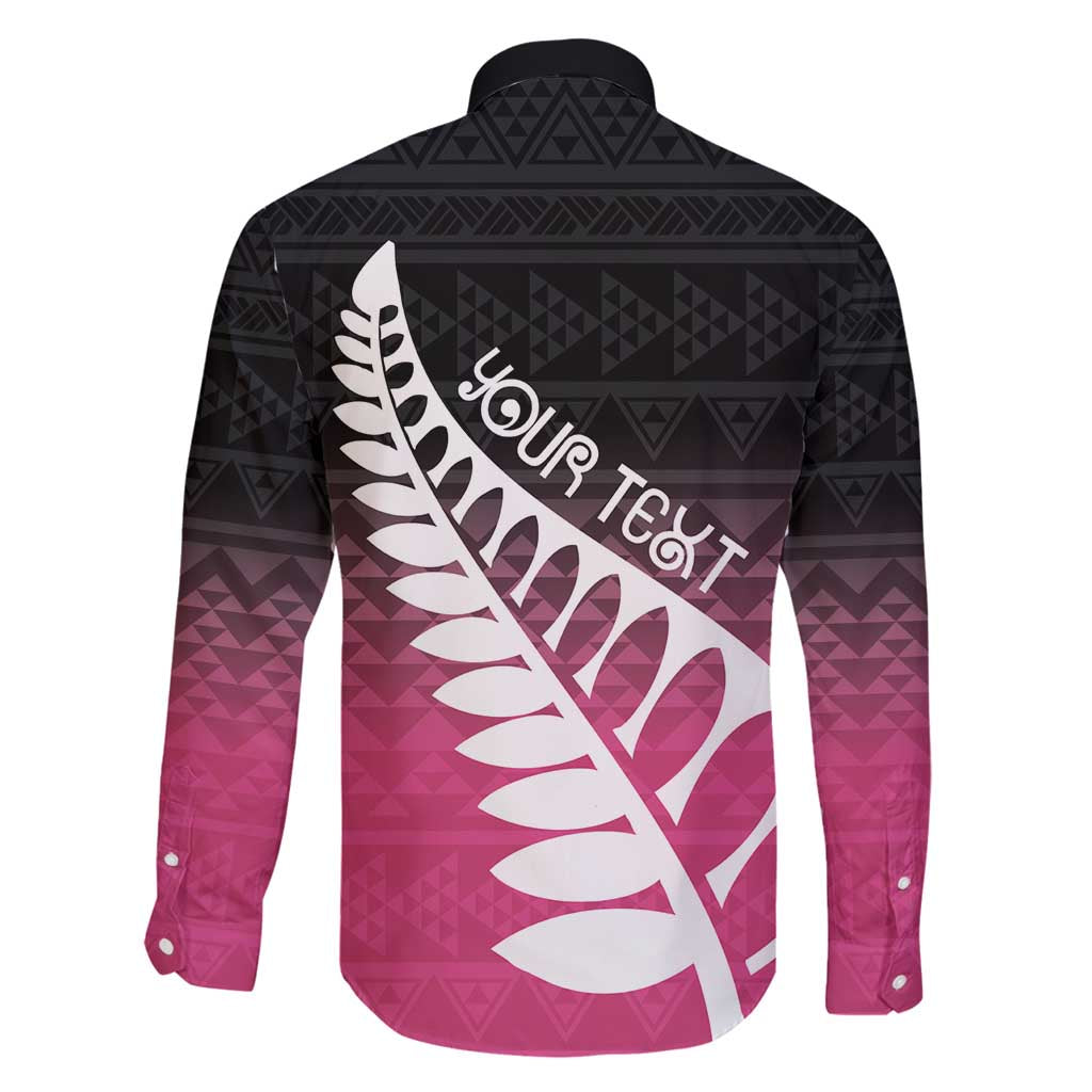 Pink Silver Fern Spirit Taniko Tukutuku Personalised Family Matching Off Shoulder Short Dress and Hawaiian Shirt LT9 - Polynesian Pride
