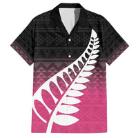 Pink Silver Fern Spirit Taniko Tukutuku Personalised Family Matching Summer Maxi Dress and Hawaiian Shirt LT9 Dad's Shirt - Short Sleeve Pink - Polynesian Pride