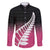 Pink Silver Fern Spirit Taniko Tukutuku Personalised Family Matching Summer Maxi Dress and Hawaiian Shirt