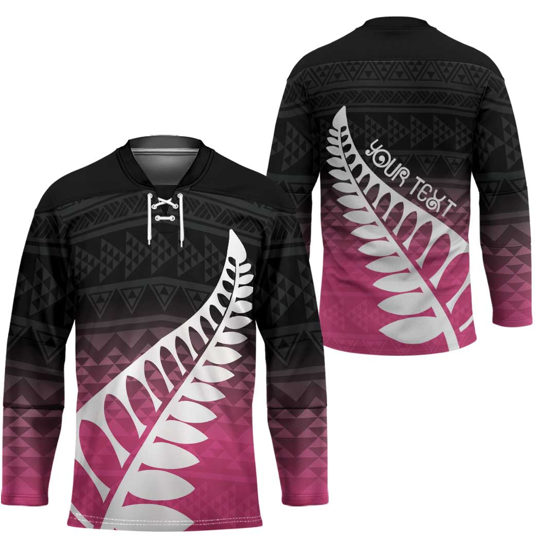Pink Silver Fern Spirit Taniko Tukutuku Personalised Hockey Jersey - Polynesian Pride