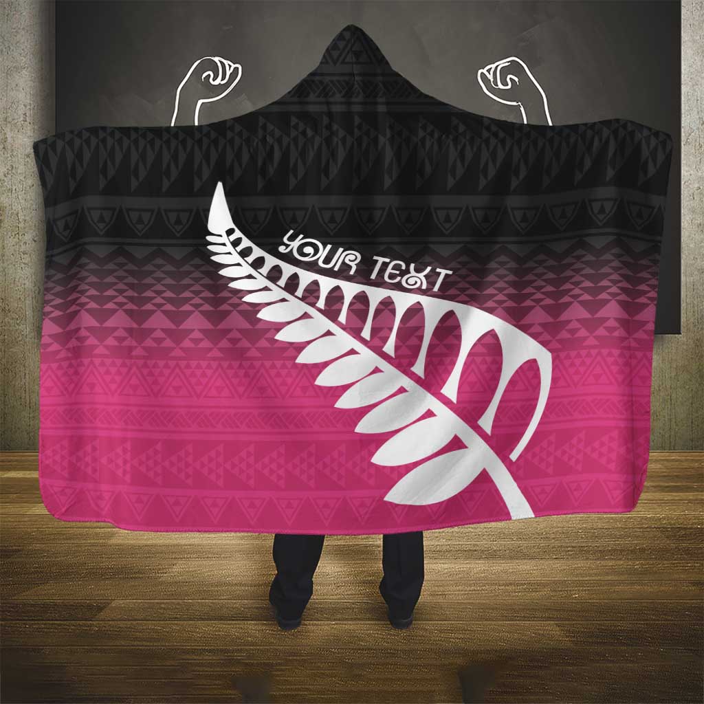 Pink Silver Fern Spirit Taniko Tukutuku Personalised Hooded Blanket LT9 - Polynesian Pride